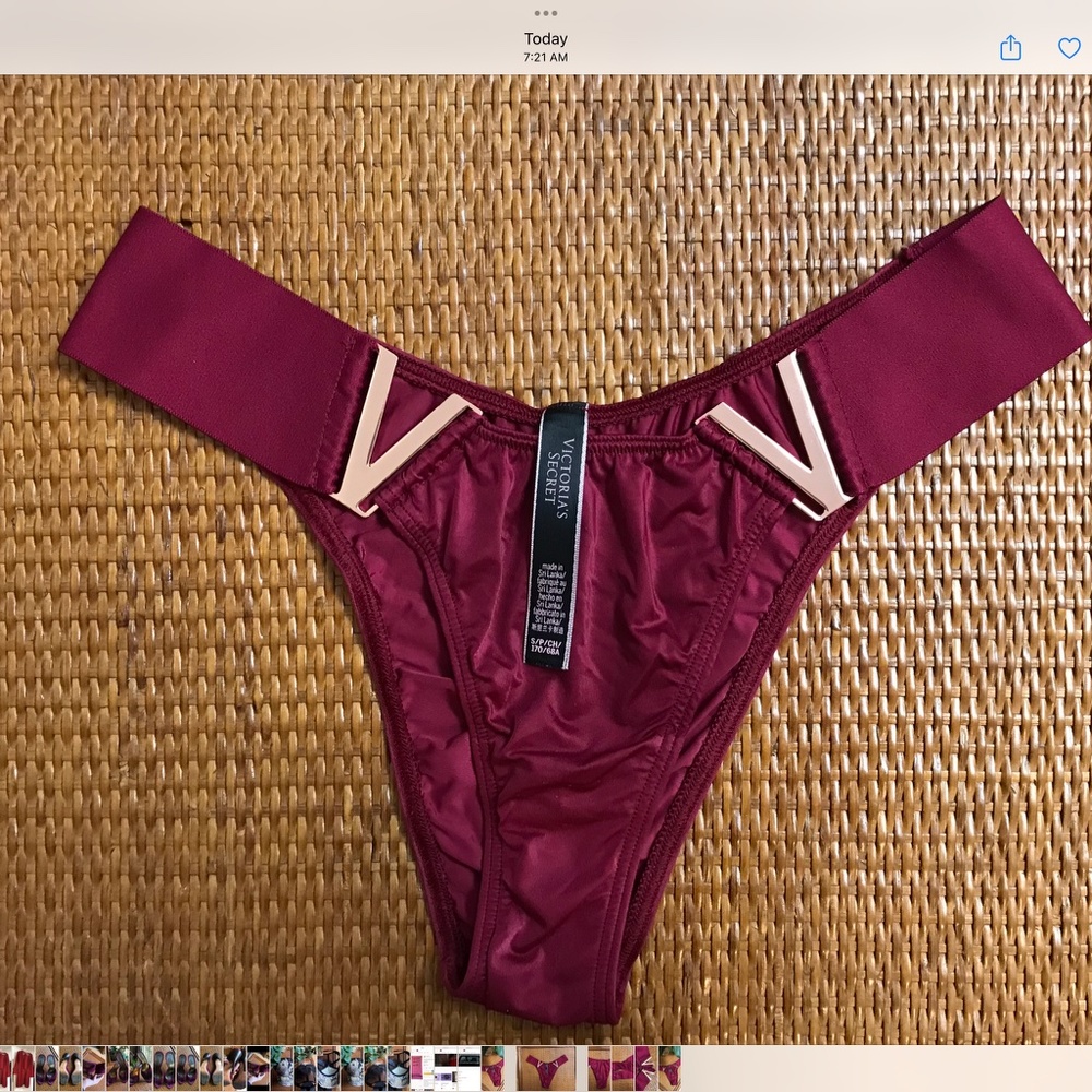 VICTORIA’S SECRET “V” Rose Golden Hardware Panties Size S - Picture 5 of 6